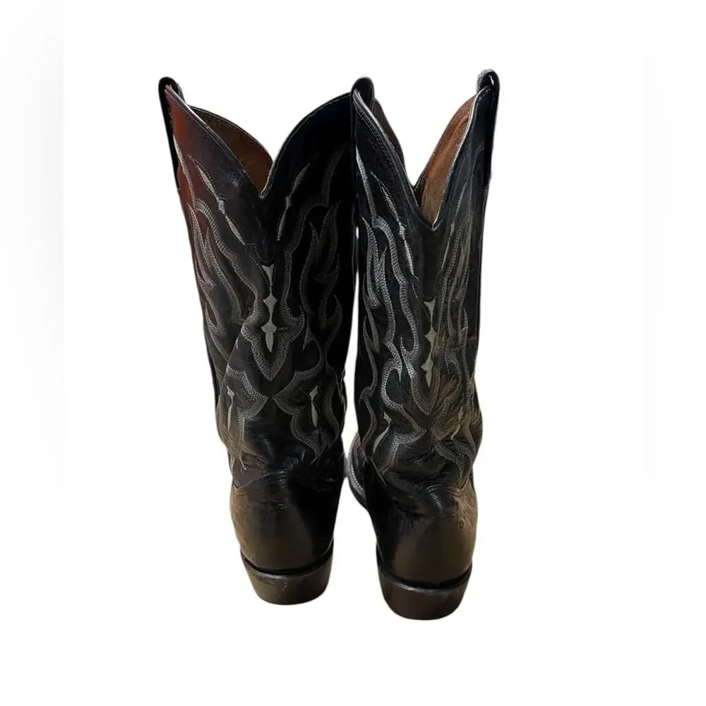 Tony Lama Black Leather Cowboy Boots size:9